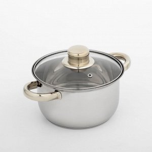 Кастрюля Доляна «Роскошь», 1.5 л, d=17 см, с крышкой, капсульное дно, нержавеющая сталь