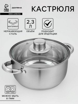 Кастрюля Доляна «Сильве», 2.3 л, d=18 см, капсульное дно, индукция, нержавеющая сталь