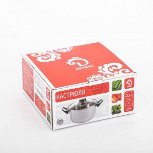 Кастрюля Доляна «Роскошь», 2.2 л, d=19 см, с крышкой, капсульное дно, нержавеющая сталь