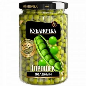 Зеленый горошек , Кубаночка 370гр Стекло