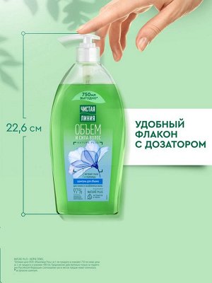 Шампунь для волос Чистая линия «объем и сила» экстракт льна и пшеницы, 750 мл