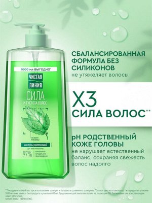 Шампунь для волос Чистая линия «сила и густота» с экстрактом крапивы, 1000 мл