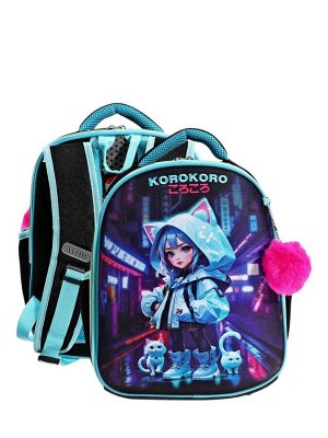 Рюкзак каркасный 35х27х13 см, deVENTE Junior 14L Korokoro, + брелок, для девочки