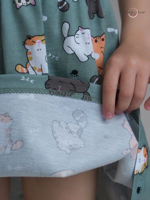 Платье Лето котята хаки