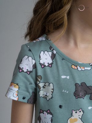 Платье Лето котята хаки
