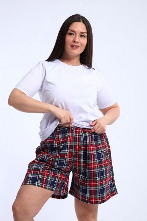 Шорты женские из кулирки Цветник красно-зелёный