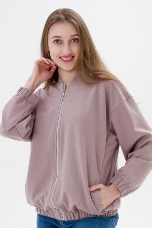 Бомбер из коттон фита кофе
