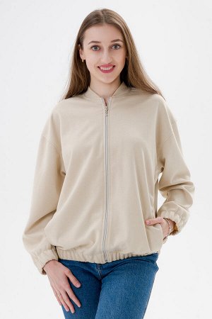 Бомбер из коттон фита песочный макси