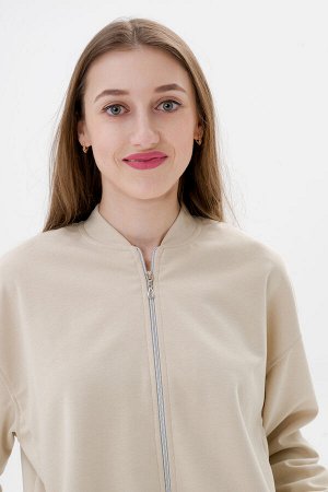 Бомбер из коттон фита песочный макси