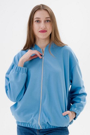 Бомбер из коттон фита небесный