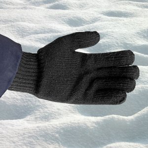 Перчатки трикотажные, акрил, двойные, черный, двойная манжета Сибртех