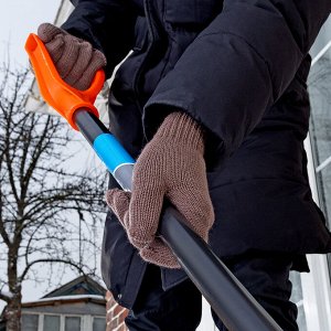Перчатки трикотажные, акрил, двойные, коричневый, двойная манжета Сибртех
