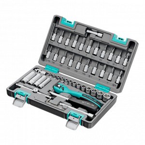 Набор инструментов, 1/4", Cr-V, S2, усиленный кейс, 47 предметов Stels