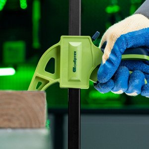 Струбцина F-образная, быстрозажимная, 200 х 70 х 420 мм, пластиковый корпус, фиксатор, двухкомпонентная рукоятка Сибртех