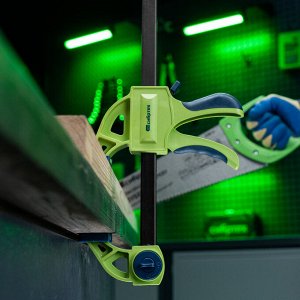 Струбцина F-образная, быстрозажимная, 200 х 70 х 420 мм, пластиковый корпус, фиксатор, двухкомпонентная рукоятка Сибртех