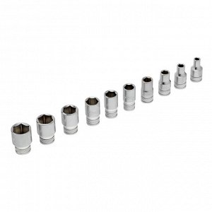 Набор торцевых головок, трещотка 120 зубьев, 1/4", CrV, 12 предметов Gross