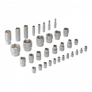 Набор инструментов, 1/2", 1/4", CrV, S2, пластиковый кейс, 84 предмета Denzel