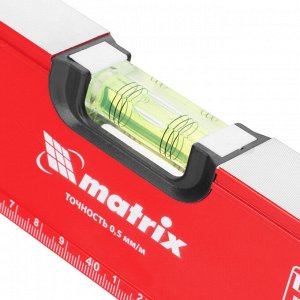 Уровень алюминиевый, фрезерованный, 3 глазка, рукоятки, 800 мм Matrix
