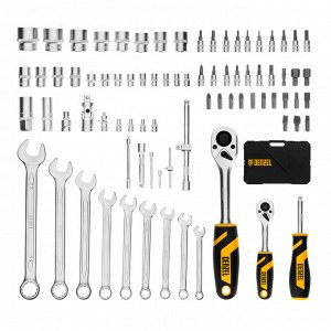 Набор инструментов, 1/2", 1/4", CrV, S2, пластиковый кейс, 82 предмета Denzel