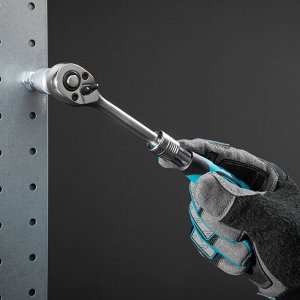 Ключ-трещотка телескопический 1/4", 150-200 мм, CrV, 72 зуба, с быстрым сбросом, хром Gross