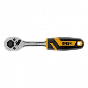 Ключ-трещотка 1/4", 90 зубьев, с быстрым сбросом, CrV Denzel