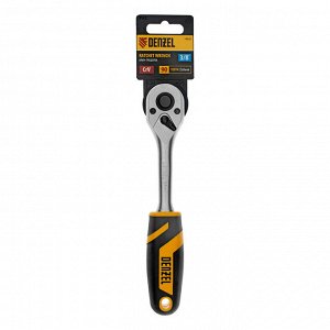 Ключ-трещотка 3/8", 90 зубьев, с быстрым сбросом, CrV Denzel