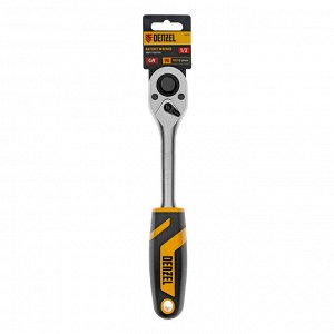 Ключ-трещотка 1/2", 90 зубьев, с быстрым сбросом, CrV Denzel
