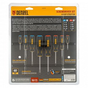 Набор отверток на полке, 8 шт., PH+SL, S2, 3к рукоятка Denzel