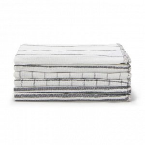 MUJI Indian Cotton Yarn-Dyed Dish Cloths Set - набор из 6 хлопковых кухонных полотенец, черный узор