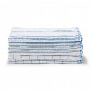 MUJI Indian Cotton Yarn-Dyed Dish Cloths Set - набор из 6 хлопковых кухонных полотенец, синий узор