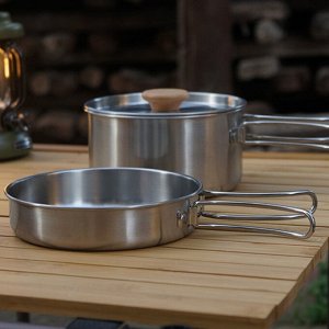 Дорожный набор посуды, сковородка 0,7 л. и кастрюля 1,4 л.