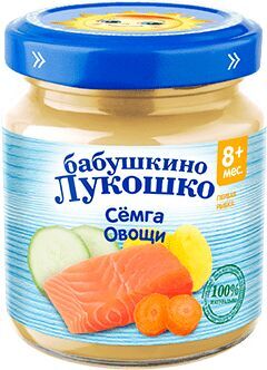 Пюре Бабушкино лукошко 100г рагу из семги с овощами с 8м