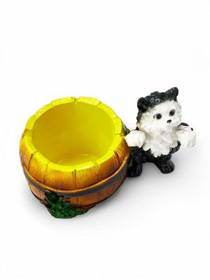 Фигурное кашпо для цветов «Котёнок с бочкой», 500 мл, 23x14x15 см, гипс