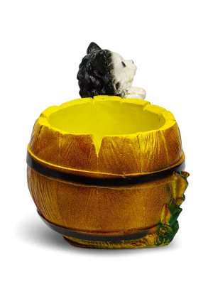Фигурное кашпо для цветов «Котёнок с бочкой», 500 мл, 23x14x15 см, гипс