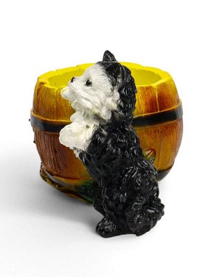 Фигурное кашпо для цветов «Котёнок с бочкой», 500 мл, 23x14x15 см, гипс