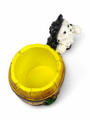 Фигурное кашпо для цветов «Котёнок с бочкой», 500 мл, 23x14x15 см, гипс