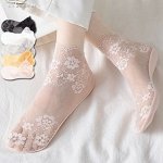 Носки короткие хлопковые кружевные с плотной подошвой, розовый