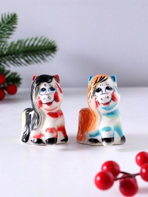Фигурка фарфор гжель «Конь Пони», 6.5x5x3.5 см, цветной