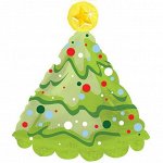 Фольга шар фигура Елка новогодняя 30&quot;/76 см цвет зеленый