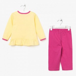 Пижама для девочки, рост 92 см (56), цвет жёлтый/розовый
