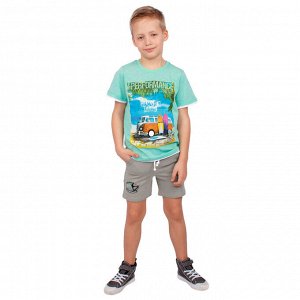 Футболка для мальчика "Майами", рост 110 см (56), цвет бирюзовый, принт автобус ПДК371010