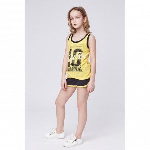Комплект для девочки (топ+шорты), рост 152 см (40), цвет жёлтый/чёрный