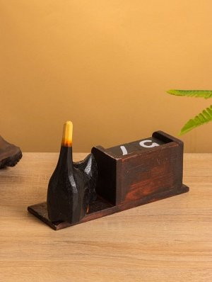 Вечный календарь настольный «Тёмная кошка», 20.5x8.5x13.5 см, дерево