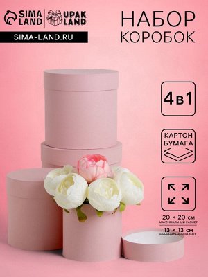 Набор шляпных подарочных коробок 4 в 1 "Нежно-розовый", 20x20 ‒13x13 см