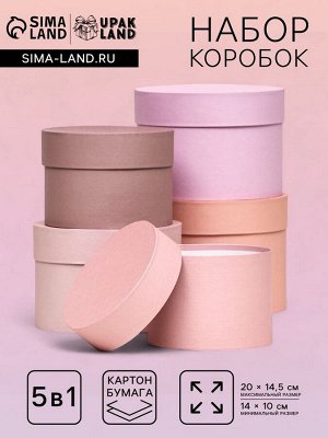 Набор шляпных подарочных коробок 5 в 1 «Крема» 20x14.5, 14x10 см