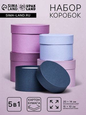 Набор круглых подарочных коробок 5 в 1 «Нежный» 20 x 14 - 15x10 см