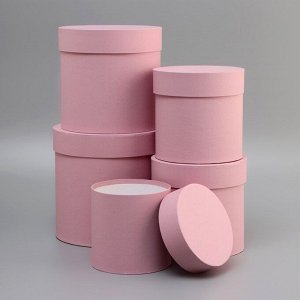 Набор круглых коробок 5 в 1 "Пыльная роза", 20 х 20 x 20 - 11 x 11 x 11 см см