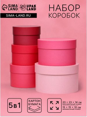Набор круглых коробок 5 в 1 «Пантон 200», 23x23x14 - 15x15x10 см