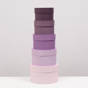 Набор круглых коробок 5 в 1« Лаванда», 20x19x14 - 15x15x10 см