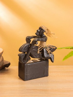 Вечный календарь «Абориген на мотоцикле», 20x16x9 см, дерево